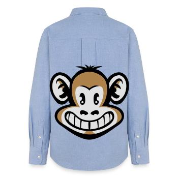 Cartoon Affe flex - Frauen Oxford Hemd - Carolina Blue - Hinten - AI Model Female 172 light (172cm)