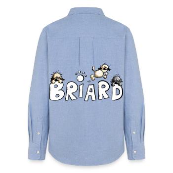 Briard Comic Font - Chien - Chiens - Chemise Oxford Femme - carolina blue - Dos - AI Model Female 172 light (172cm)