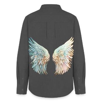 Mirrored pastel angel wings - Women's Oxford Shirt - anthracite - Back - AI Model Female 172 light (172cm)