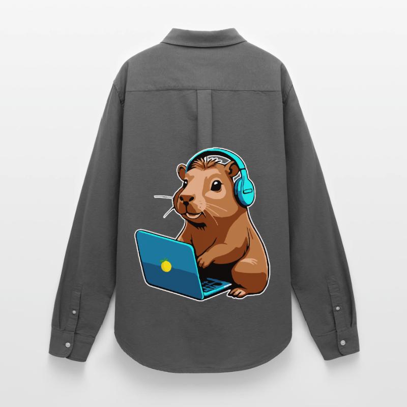 Capybara Programmeur Codeur Ordinateur Chemise Oxford Femme