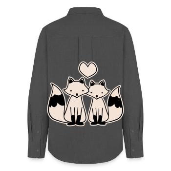 verliebte Füchse - Frauen Oxford Hemd - Anthrazit - Hinten - AI Model Female 172 light (172cm)