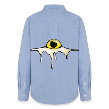 Fried Eye – Sunny Side Creepy - Women's Oxford Shirt - carolina blue - Back - AI Model Female 172 light (172cm)