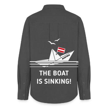 The Boat Is Sinking! (Austria / Österreich / NEG) - Women's Oxford Shirt - anthracite - Back - AI Model Female 172 light (172cm)