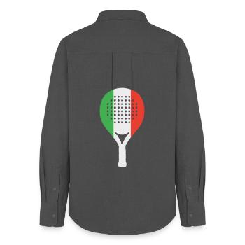 Padel-Italia - Women's Oxford Shirt - anthracite - Back - AI Model Female 172 light (172cm)