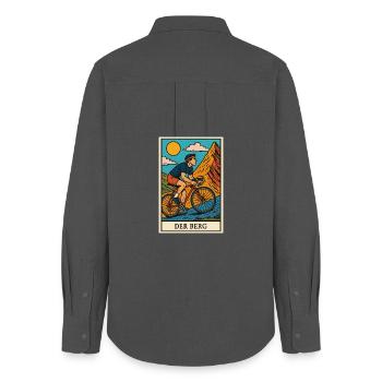 Illustration cycliste - Chemise Oxford Femme - charbon - Dos - AI Model Female 172 light (172cm)