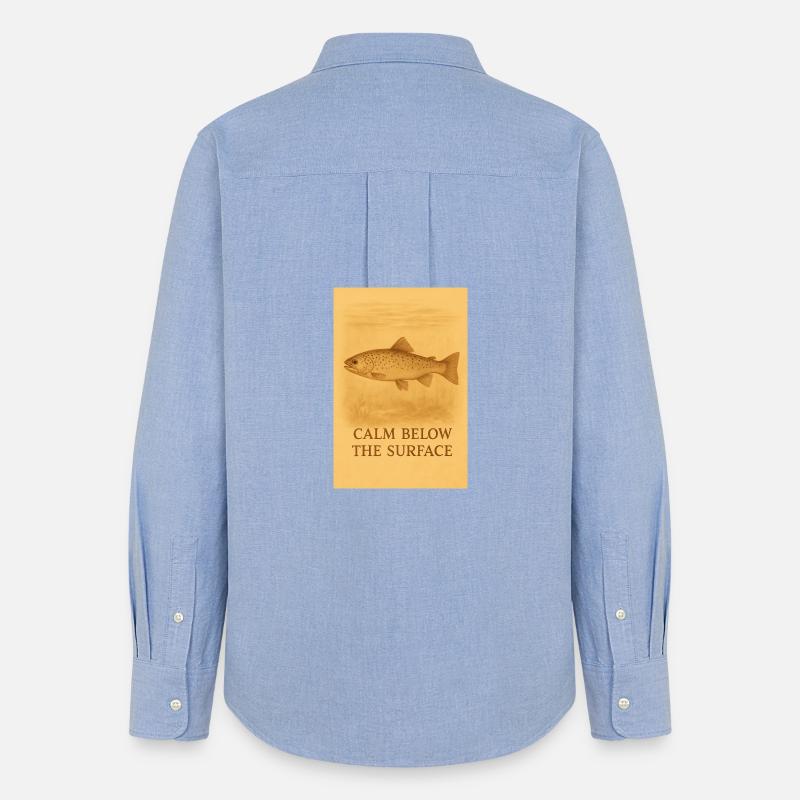 Calm Below the Surface Trout Print - Women's Oxford Shirt - carolina blue