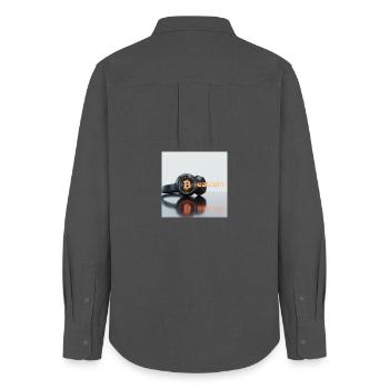 Beatcoin Kopfhörer Crypto Vibe - Frauen Oxford Hemd - Anthrazit - Hinten - AI Model Female 172 light (172cm)