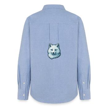Blaues Wolfsgesicht Illustration - Frauen Oxford Hemd - Carolina Blue - Hinten - AI Model Female 172 light (172cm)