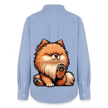 Zwergspitz Zwergspitze Spitzhund Zwergspitzhalter - Frauen Oxford Hemd - Carolina Blue - Hinten - AI Model Female 172 light (172cm)