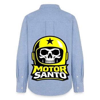 Logo du Crâne de Motor Santo - Chemise Oxford Femme - carolina blue - Dos - AI Model Female 172 light (172cm)