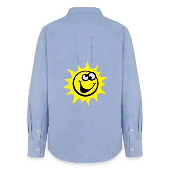 soleil smiley 3c / style comique - Chemise Oxford Femme - carolina blue - Dos - AI Model Female 172 light (172cm)