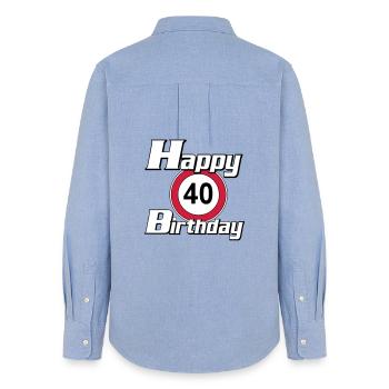 40.Geburtstag , 40 Jahre , Happy Birthday 40 (25) - Frauen Oxford Hemd - Carolina Blue - Hinten - AI Model Female 172 light (172cm)