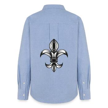 iris stylisé - Fleur-de-Lys - Chemise Oxford Femme - carolina blue - Dos - AI Model Female 172 light (172cm)