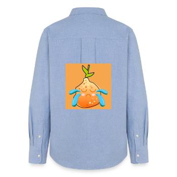 SADNESS - SAD ORANGE - SUMMER FRUITS - Women's Oxford Shirt - carolina blue - Back - AI Model Female 172 light (172cm)