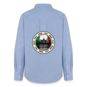 Rome Italy - Women's Oxford Shirt - carolina blue - Back - AI Model Female 172 light (172cm)