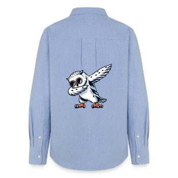 Coole Schneeeule Dabbing Pose - Frauen Oxford Hemd - Carolina Blue - Hinten - AI Model Female 172 light (172cm)