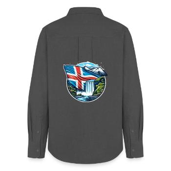 iceland Island 2 - Frauen Oxford Hemd - Anthrazit - Hinten - AI Model Female 172 light (172cm)