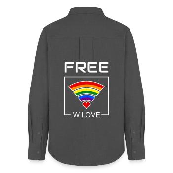 Rainbow Heart Connection - Women's Oxford Shirt - anthracite - Back - AI Model Female 172 light (172cm)