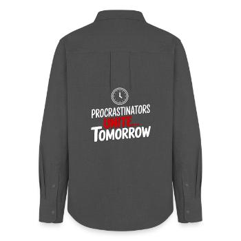 Procrastinators Unite... Tomorrow - Women's Oxford Shirt - anthracite - Back - AI Model Female 172 light (172cm)