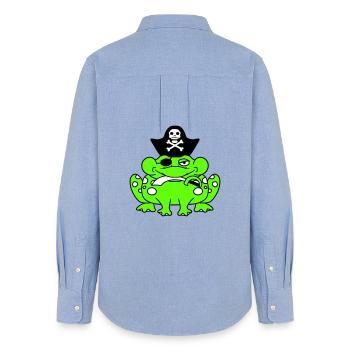 Frog Captain Cap Toad Funny Comic Cartoon - Women's Oxford Shirt - carolina blue - Back - AI Model Female 172 light (172cm)