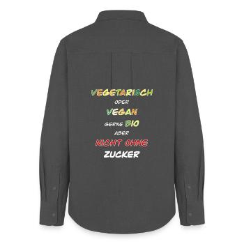Vegetarian, vegan, preferably organic! - Women's Oxford Shirt - anthracite - Back - AI Model Female 172 light (172cm)
