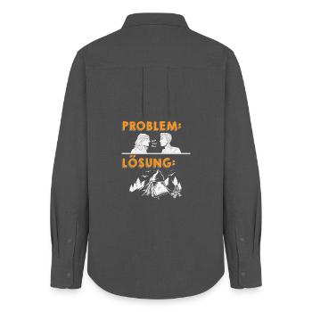 Camper Camping Caravan Saying - Women's Oxford Shirt - anthracite - Back - AI Model Female 172 light (172cm)