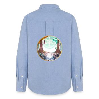 Mystical Nature Connection Illustration - Women's Oxford Shirt - carolina blue - Back - AI Model Female 172 light (172cm)