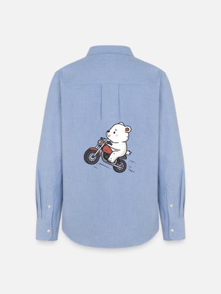 Eisbär Biker Retro Motorrad - Frauen Oxford Hemd - Carolina Blue