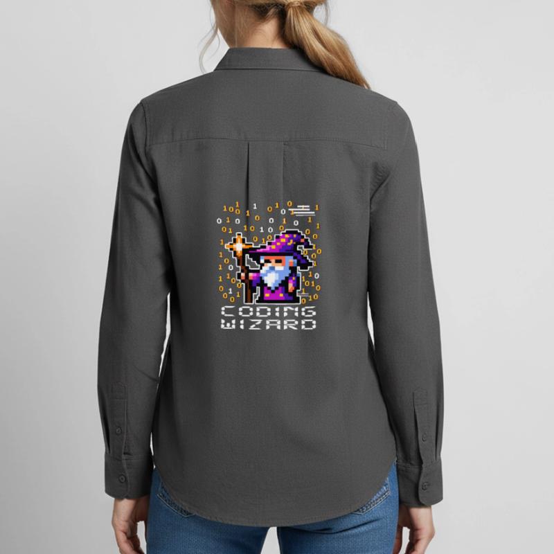 Wizard Pixel Code Women's Oxford Shirt