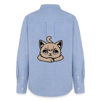 Chat, Sinistre, En Colère, Œil, Croisé, Pattes, Vilain - Chemise Oxford Femme - carolina blue - Dos - AI Model Female 172 light (172cm)