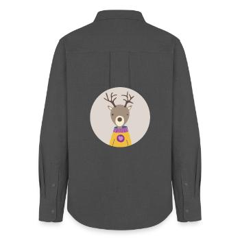 Deer Circle Heart Scandinavian Kids Nordic - Women's Oxford Shirt - anthracite - Back - AI Model Female 172 light (172cm)