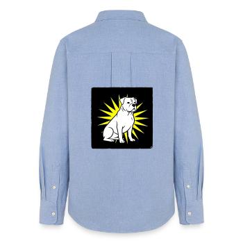 Cool Dog in Punk Rock & Pop Art Style - Women's Oxford Shirt - carolina blue - Back - AI Model Female 172 light (172cm)