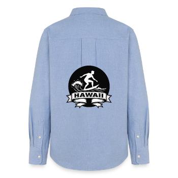 Surfeur Hawaii Vague Bannière - Chemise Oxford Femme - carolina blue - Dos - AI Model Female 172 light (172cm)