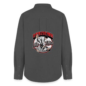 Brazilian Jiu-Jitsu Martial Arts - Women's Oxford Shirt - anthracite - Back - AI Model Female 172 light (172cm)