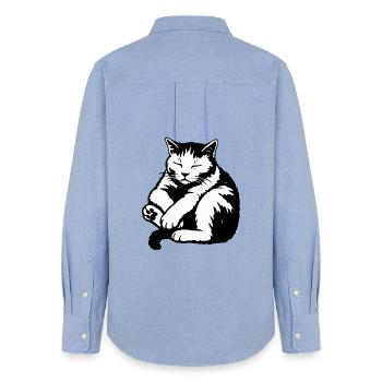 Silhouette du chat endormi - Chemise Oxford Femme - carolina blue - Dos - AI Model Female 172 light (172cm)