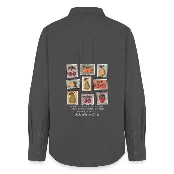 Fruits of the Spirit – Vintage stamped - Women's Oxford Shirt - anthracite - Back - AI Model Female 172 light (172cm)