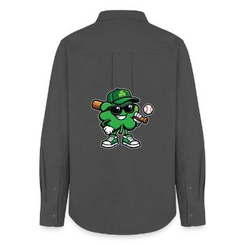 Baseball Shamrock St Patrick's Irish - Frauen Oxford Hemd - Anthrazit - Hinten - AI Model Female 172 light (172cm)