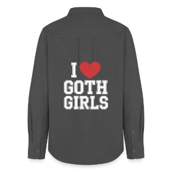 I Heart Goth Girls - Women's Oxford Shirt - anthracite - Back - AI Model Female 172 light (172cm)