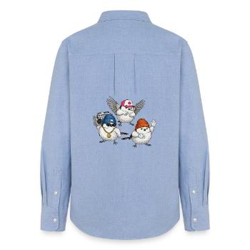 Ambiance de rue Bird Crew - Chemise Oxford Femme - carolina blue - Dos - AI Model Female 172 light (172cm)