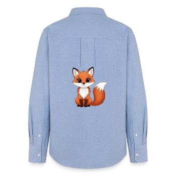 Cute fox in cartoon style - Women's Oxford Shirt - carolina blue - Back - AI Model Female 172 light (172cm)