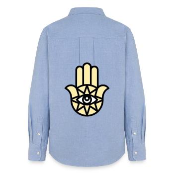 Hamsa Main de Fatima - Chemise Oxford Femme - carolina blue - Dos - AI Model Female 172 light (172cm)
