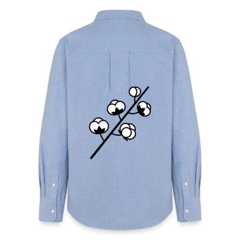 Cotton Branch Plant - Women's Oxford Shirt - carolina blue - Back - AI Model Female 172 light (172cm)