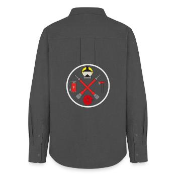 112 Fire Brigade Circle Logo - Women's Oxford Shirt - anthracite - Back - AI Model Female 172 light (172cm)