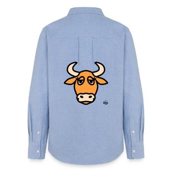 Stier groß - Frauen Oxford Hemd - Carolina Blue - Hinten - AI Model Female 172 light (172cm)