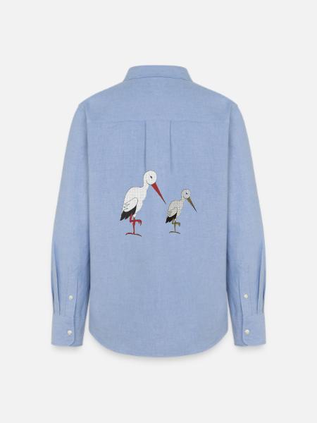 storch mit kind - Frauen Oxford Hemd - Carolina Blue