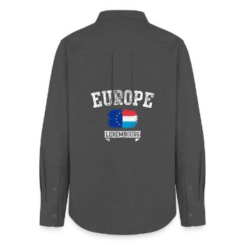 Europe Luxembourg Brush Flag Tee - Frauen Oxford Hemd - Anthrazit - Hinten - AI Model Female 172 light (172cm)