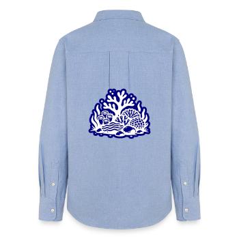 Coral Reef Ocean - Women's Oxford Shirt - carolina blue - Back - AI Model Female 172 light (172cm)