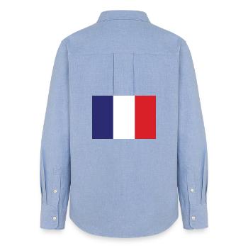 Drapeau de la France - Chemise Oxford Femme - carolina blue - Dos - AI Model Female 172 light (172cm)