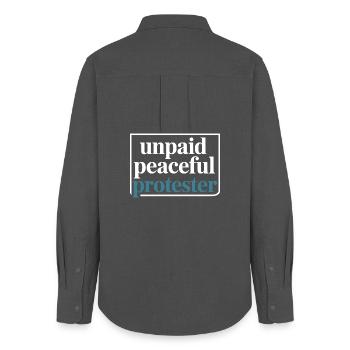 Unpaid Peaceful Protester Activist Saying Demo - Women's Oxford Shirt - anthracite - Back - AI Model Female 172 light (172cm)