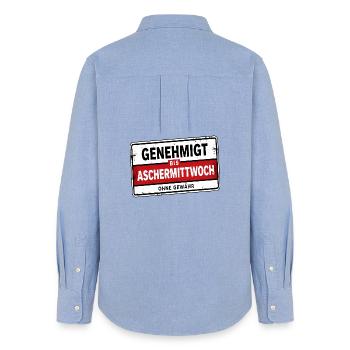 Approved until Ash Wednesday satire - Women's Oxford Shirt - carolina blue - Back - AI Model Female 172 light (172cm)